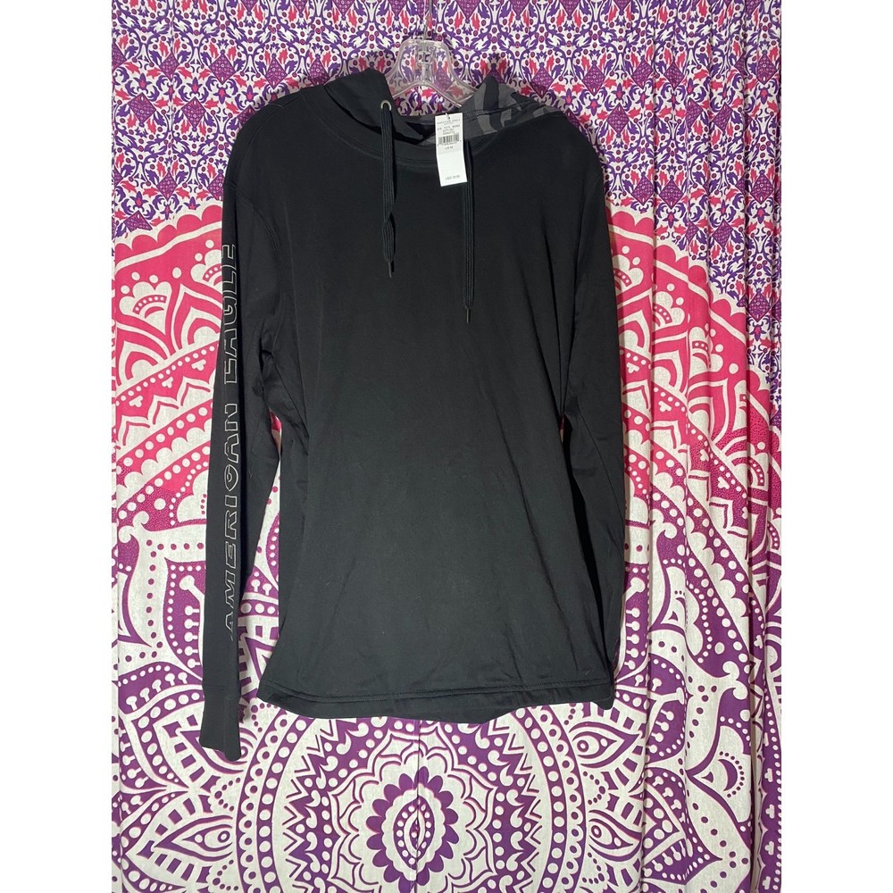 NWT American Eagle Hoodie Black Camo Hood Medium